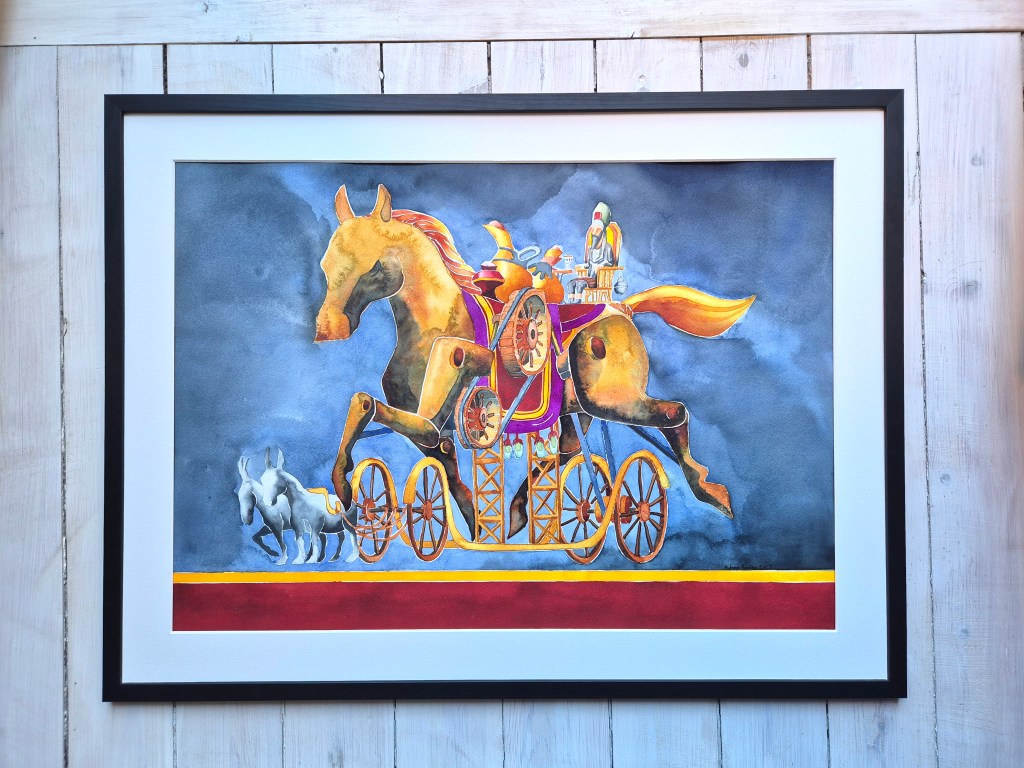 Ashurbanipals mekaniska häst, 50x70 cm