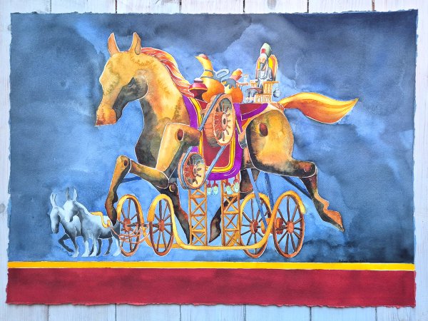 Ashurbanipals mekaniska häst, 50x70 cm - Bild 1